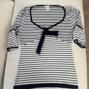 Nanette Lepore Nautical Striped Knit Top - Tie Front - Large